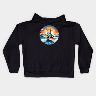 Surfing corgi Kids Hoodie